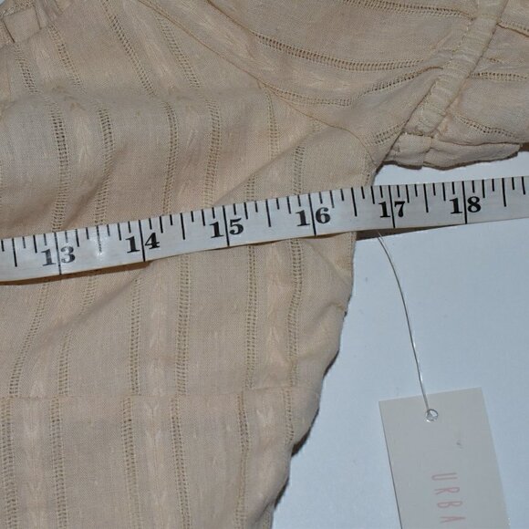 Urban Romantic Boho Square Neck Ruched Short Sleeve Ruffle Top Size L - Picture 4 of 10